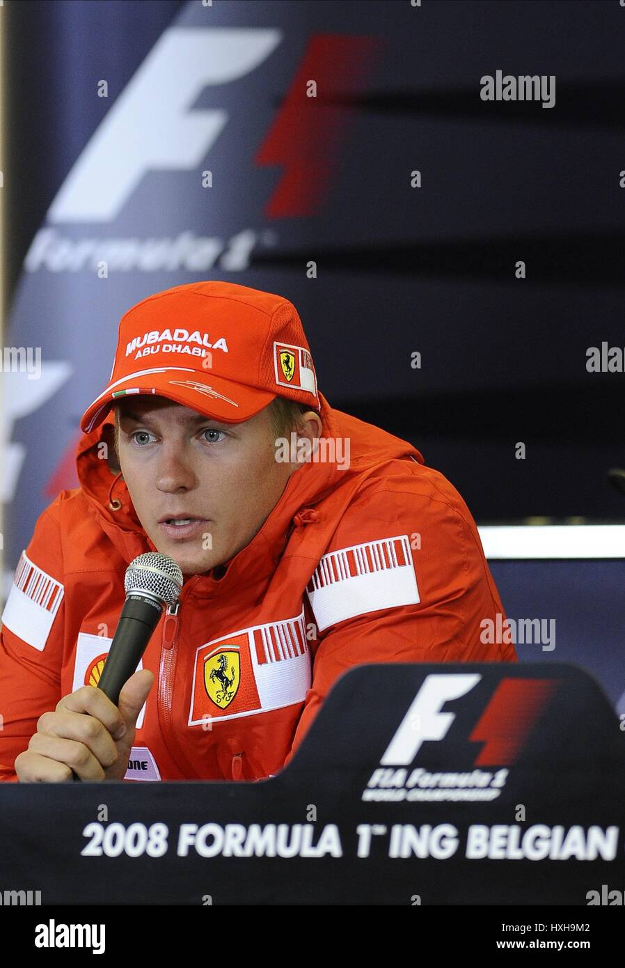 KIMI RAIKKONEN PRESS CONFERENC SCUDERIA FERRARI SPA-FRANCORCHAMPS  BELGIUM 04 September 2008 Stock Photo