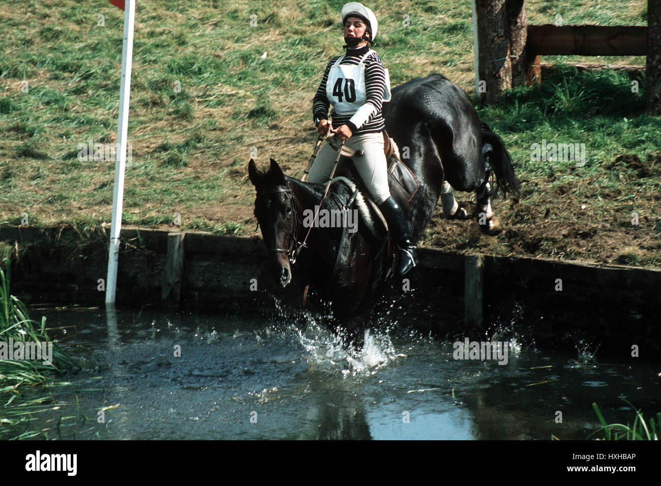 SALLY ANN SINGLETON (NUBIAN) BURLEIGH HORSE TRIALS 06 August 1980 Stock Photo