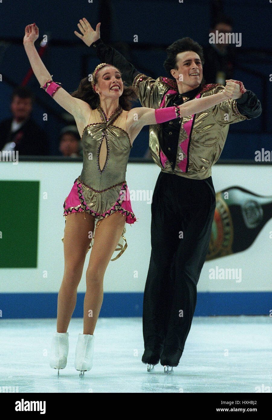 LOBACHEVA & AVERBUCH ICE DANCE SKATERS 28 March 1995 Stock Photo