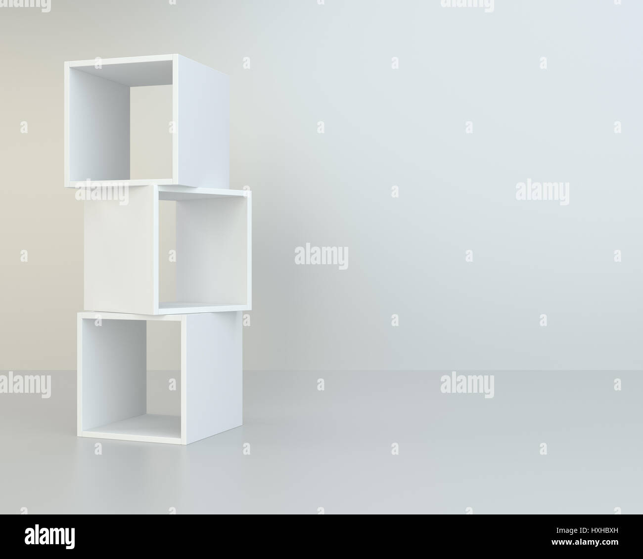 White box shelves. 3d rendering on background room Stock Photo Alamy