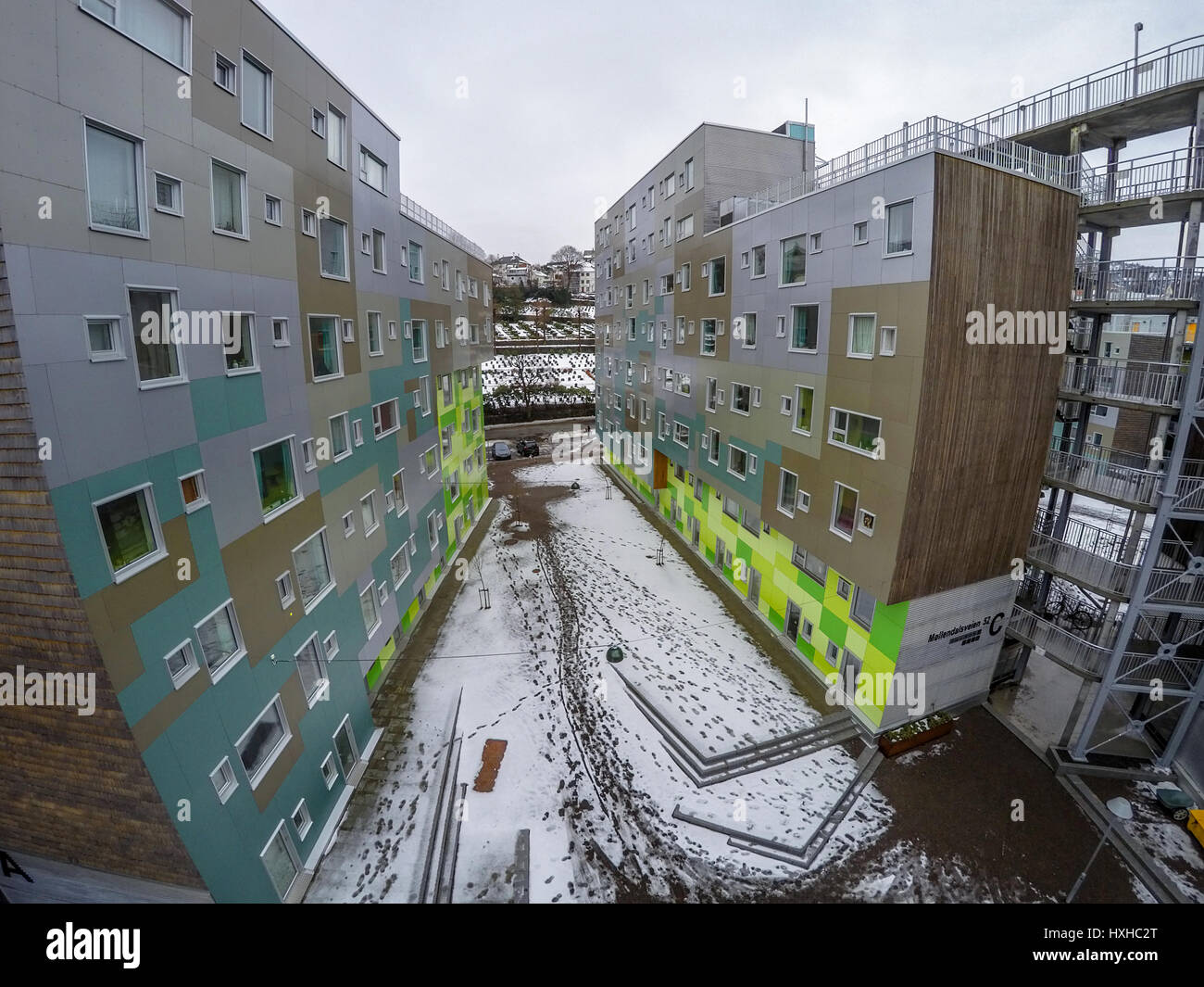 The Gronneviksoren student apartments seen from an aerial perspective