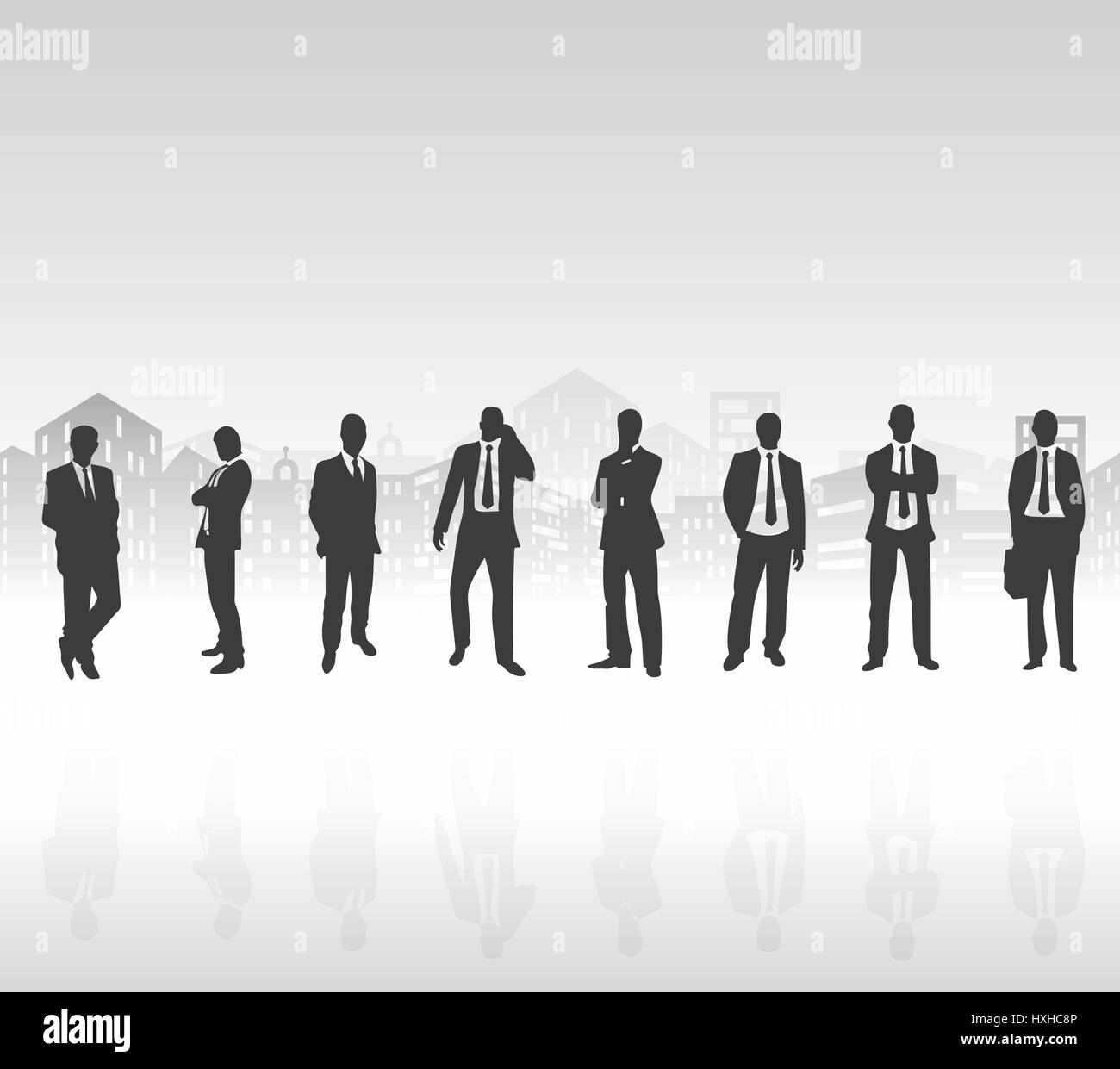 group of business men over city background Stock Photo