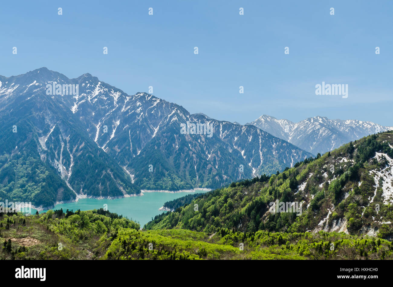 Snow capped mountain at japan alps tateyama kurobe alpine route Stock Photo