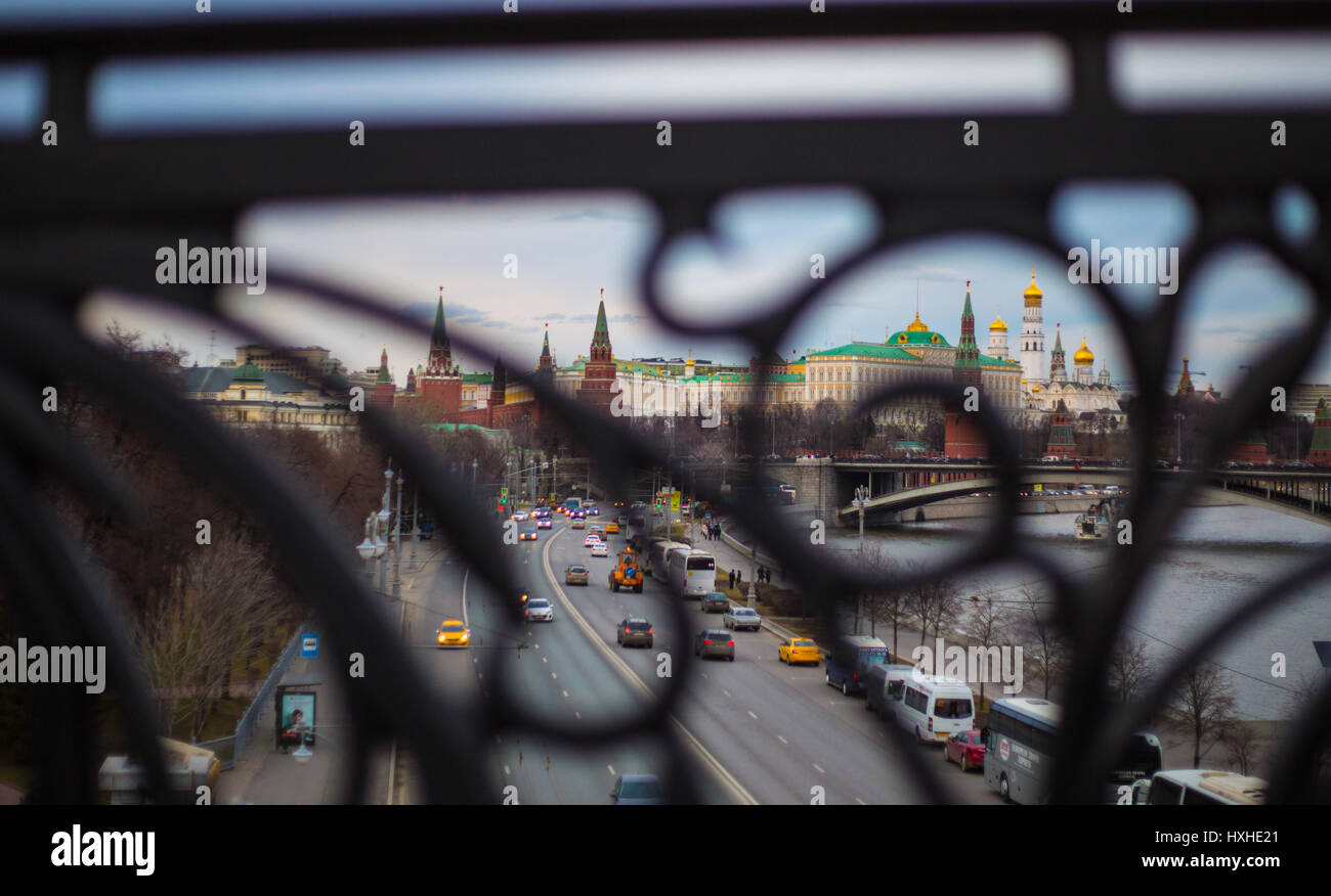 The Moscow Kremlin through the lattice Stock Photo