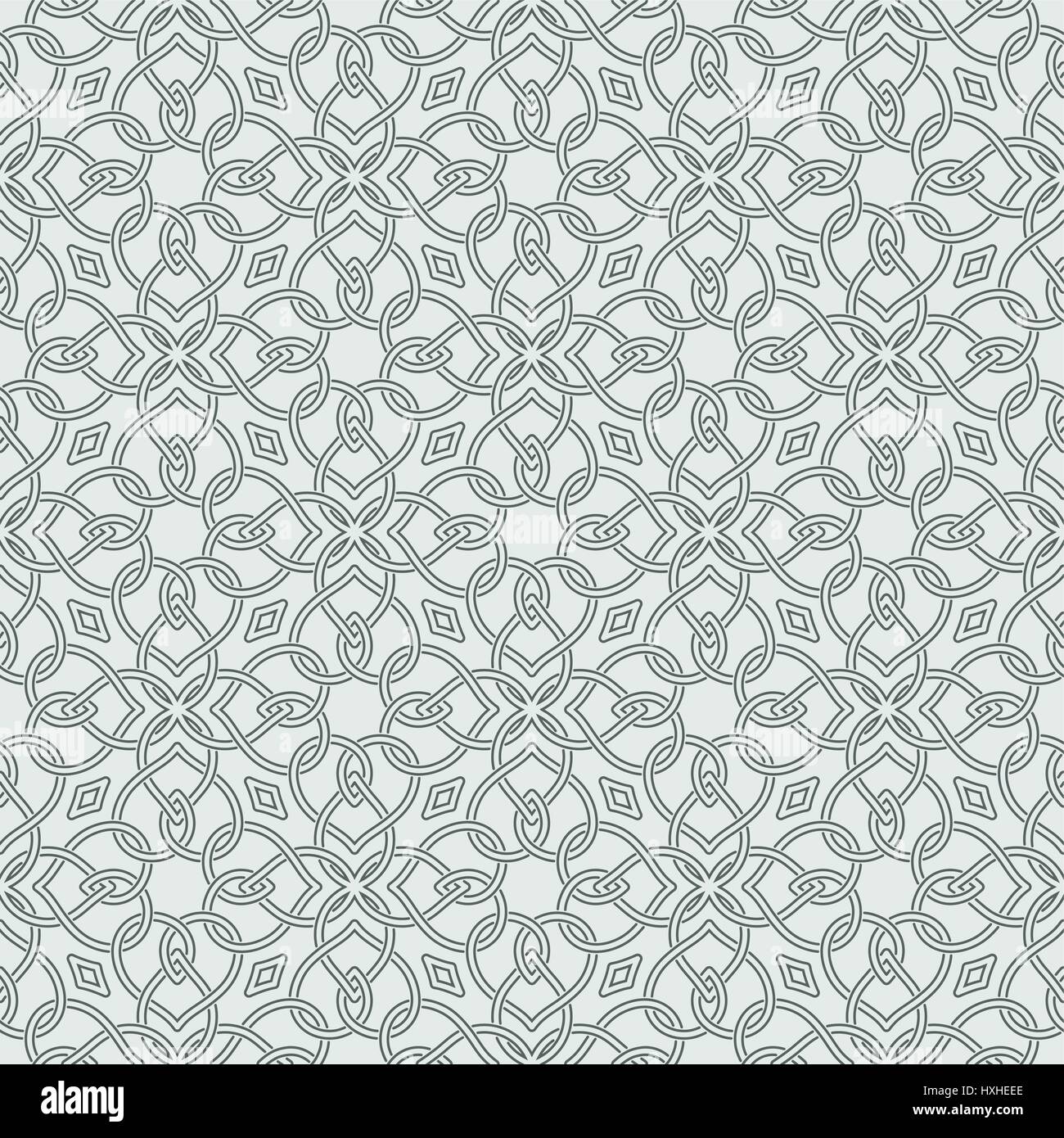 Seamless pattern in arabic style. Abstract background. Islamic texture. Repeating tiles with intersecting curving lines. Vector element of graphic des Stock Vector