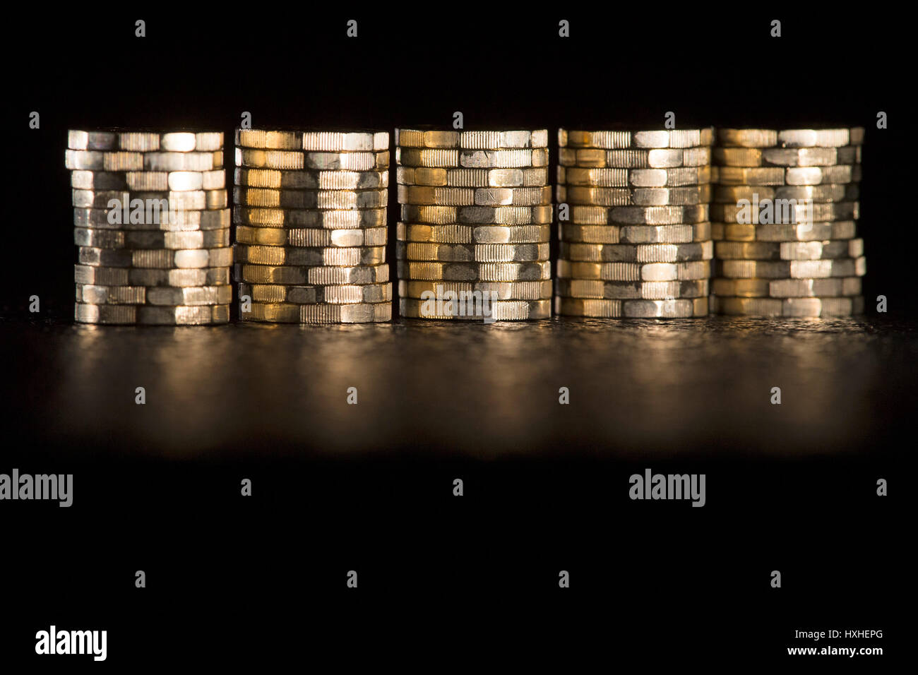 New 12-sided &Acirc;&pound;1 coins. Stock Photo