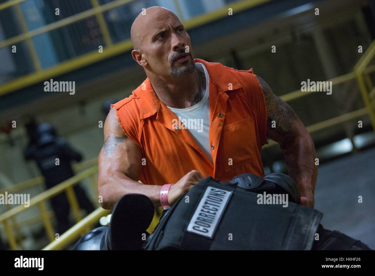 RELEASE DATE: April 14, 2017 TITLE: The Fate of the Furious STUDIO: Universal Pictures DIRECTOR: F. Gary Gray PLOT: When a mysterious woman seduces Dom into the world of crime and a betrayal of those closest to him, the crew face trials that will test them as never before PICTURED: Dwayne Johnson as Hobbs. (Credit Image: © Universal Pictures/Entertainment Pictures/ZUMAPRESS.com) Stock Photo
