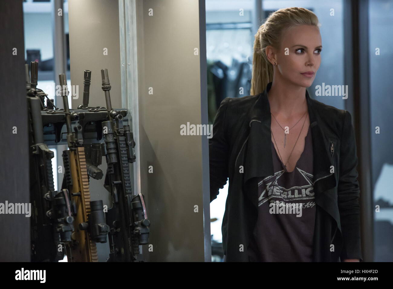 RELEASE DATE: April 14, 2017 TITLE: The Fate of the Furious STUDIO: Universal Pictures DIRECTOR: F. Gary Gray PLOT: When a mysterious woman seduces Dom into the world of crime and a betrayal of those closest to him, the crew face trials that will test them as never before PICTURED: Charlize Theron as Cipher. (Credit Image: © Universal Pictures/Entertainment Pictures/ZUMAPRESS.com) Stock Photo