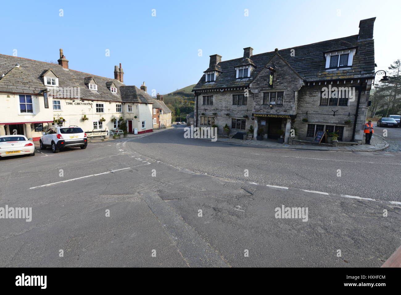 The centre of the village of Corfe in Dorset Stock Photo