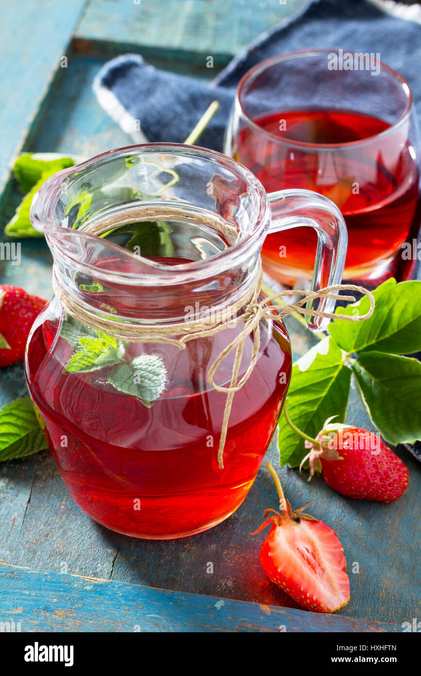 Strawberry juice. The concept of eating vegetarians and fresh vitamins