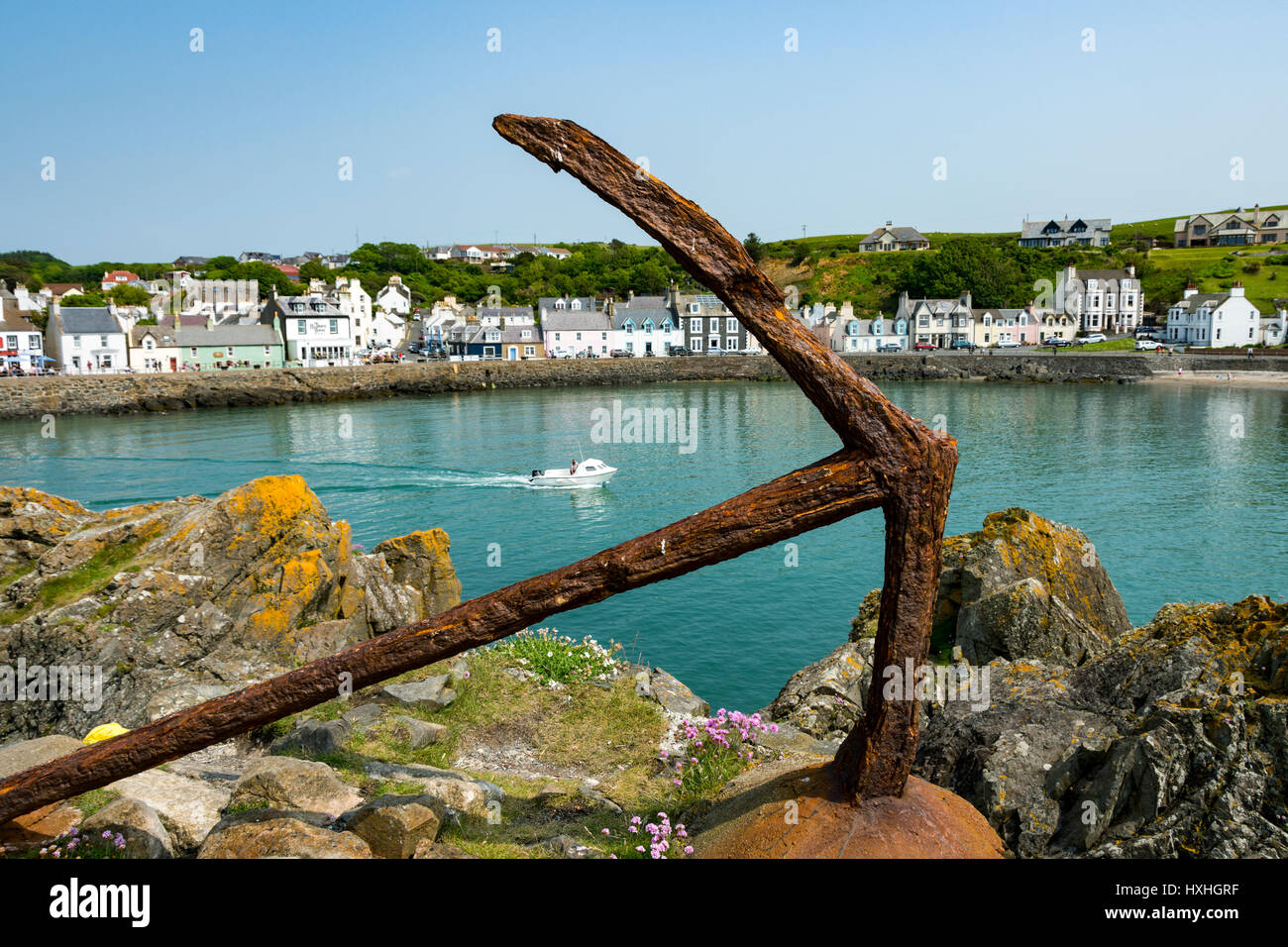 Old anchor embedded in rocks at Portpatrick, Dumfries and Galloway ...