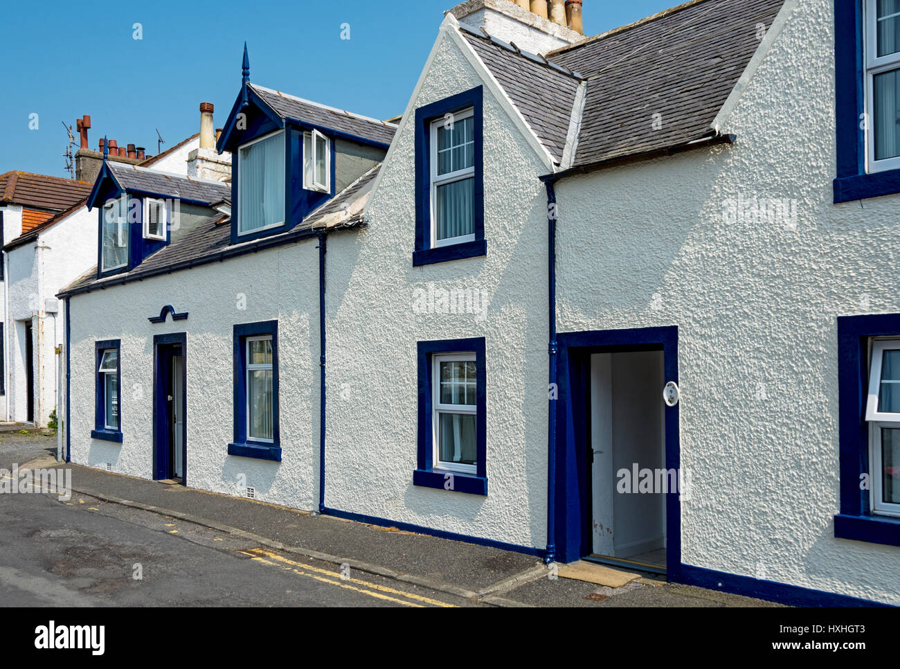 Brightly painted houses at Portpatrick, Dumfries and Galloway, Scotland, UK Stock Photo