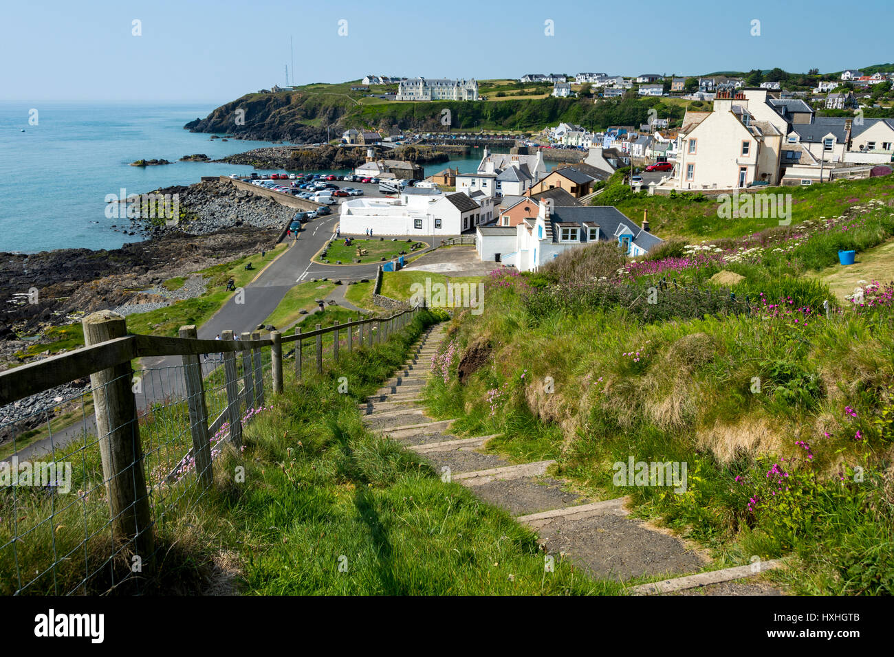 Portpatrick from the coastal path, Dumfries and Galloway, Scotland, UK ...