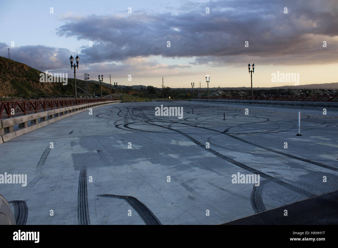 Skid marks road guard rail hi-res stock photography and images - Alamy