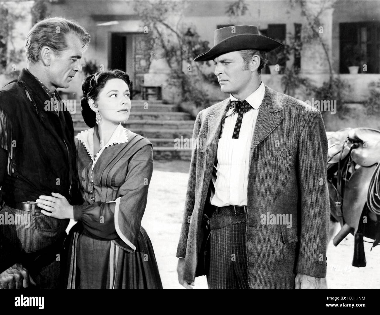 GARY COOPER, RUTH ROMAN, LEIF ERICKSON, DALLAS, 1950 Stock Photo