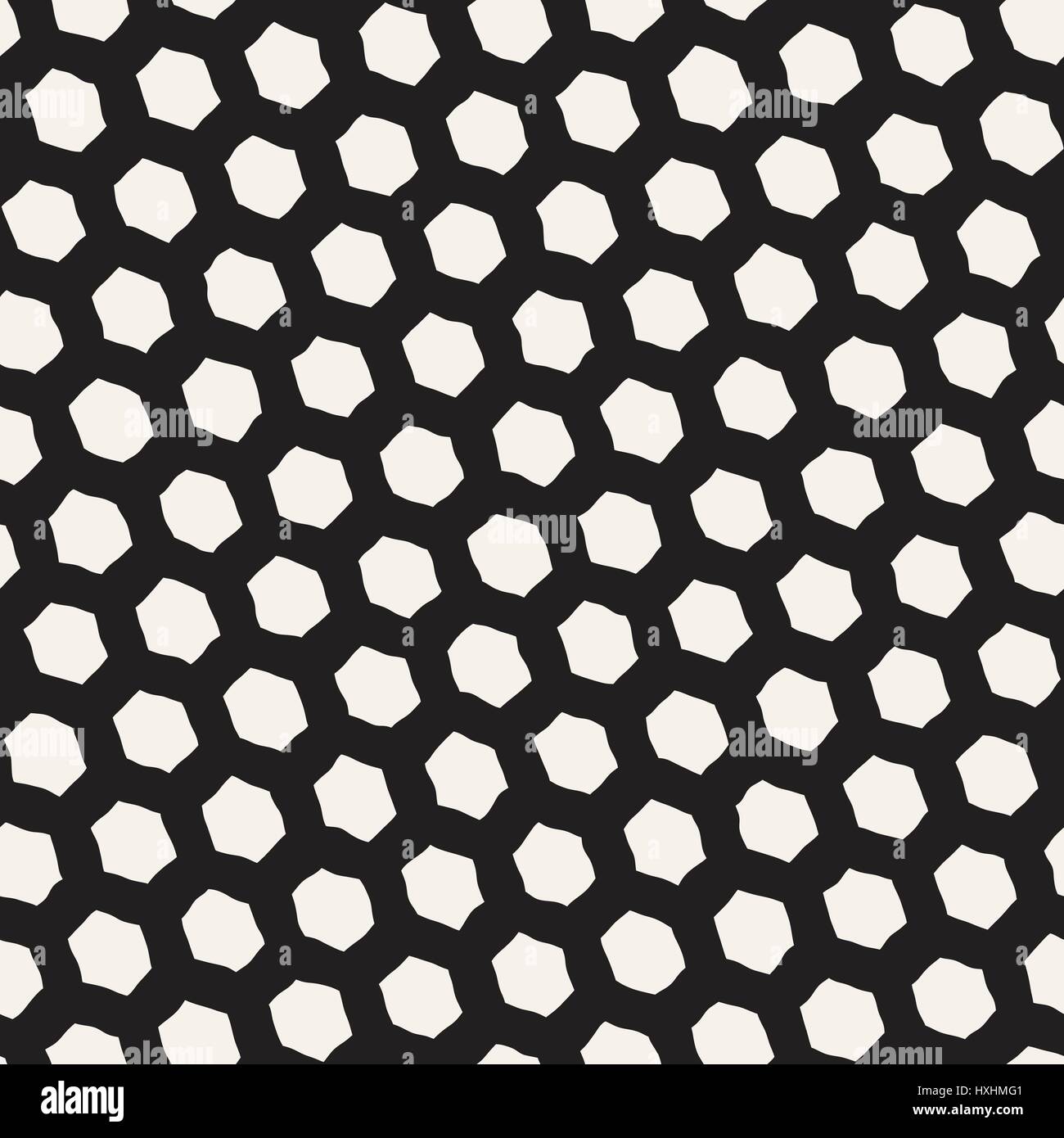 Seamless black and white pattern with hexagon lattice. Creative ...