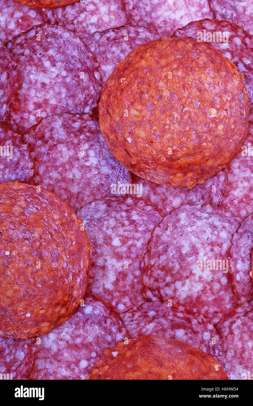Sausage pig meat slices Stock Photo Alamy