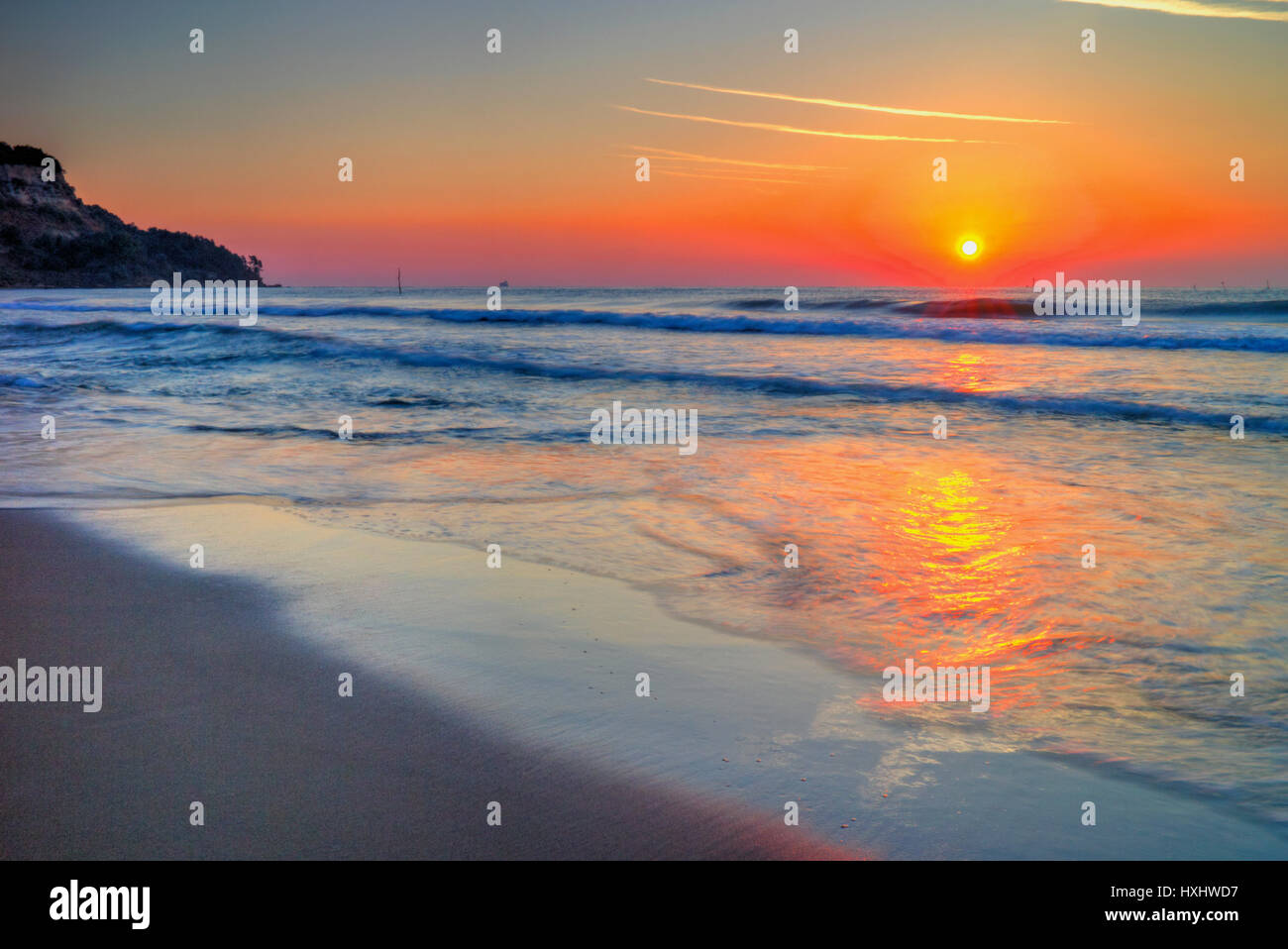 Beautiful sunrise over the sea Stock Photo - Alamy