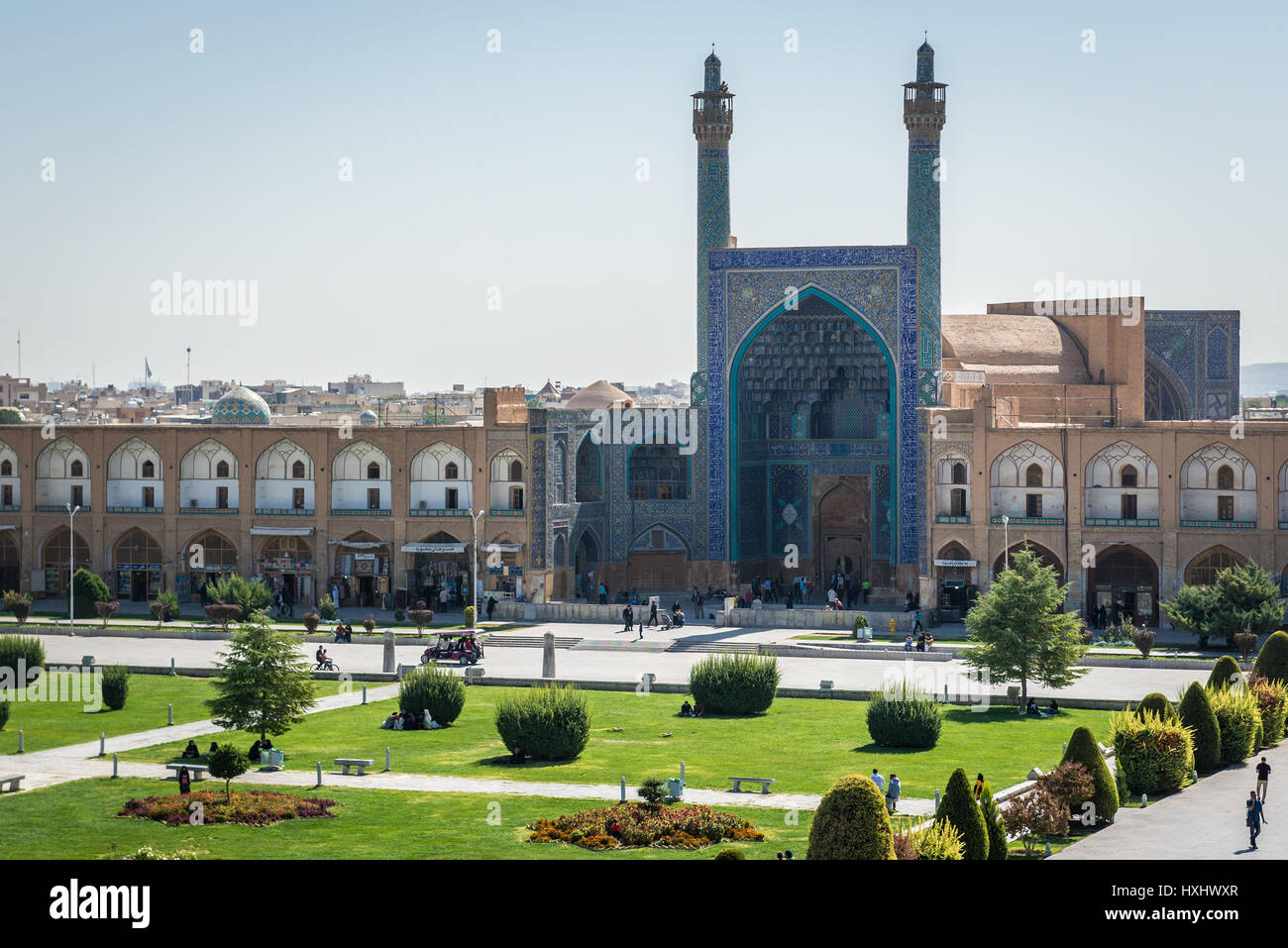 Naqsh-e Jahan Square (Imam Square, formlerly Shah Square) in centre of Isfahan in Iran. View with Imam Mosque (formerly Shah Mosque) Stock Photo