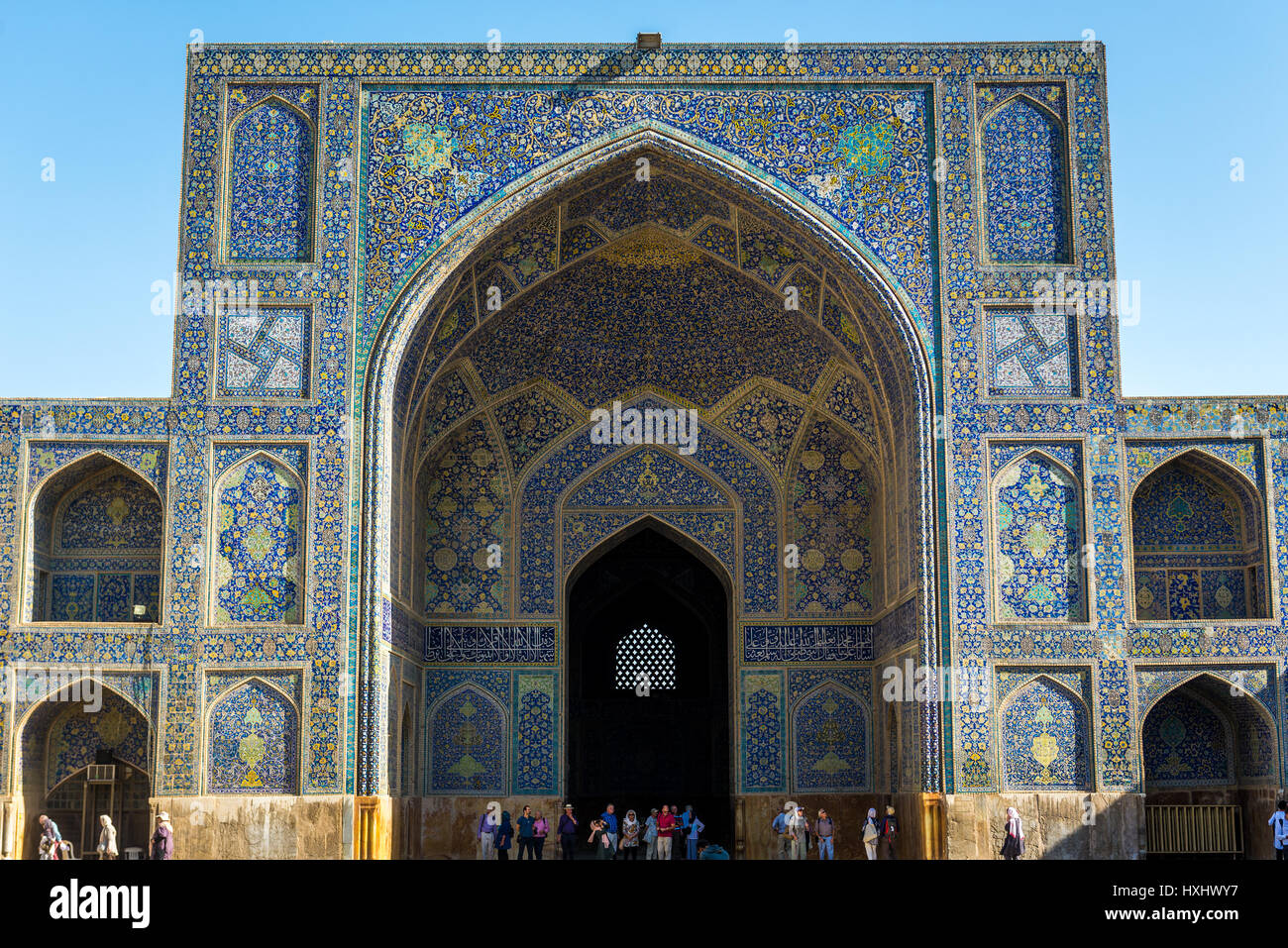 Iwan on a main courtyard in Shah Mosque (also known as Imam Mosque) at Naghsh-e Jahan Square in Isfahan, capital of Isfahan Province in Iran Stock Photo