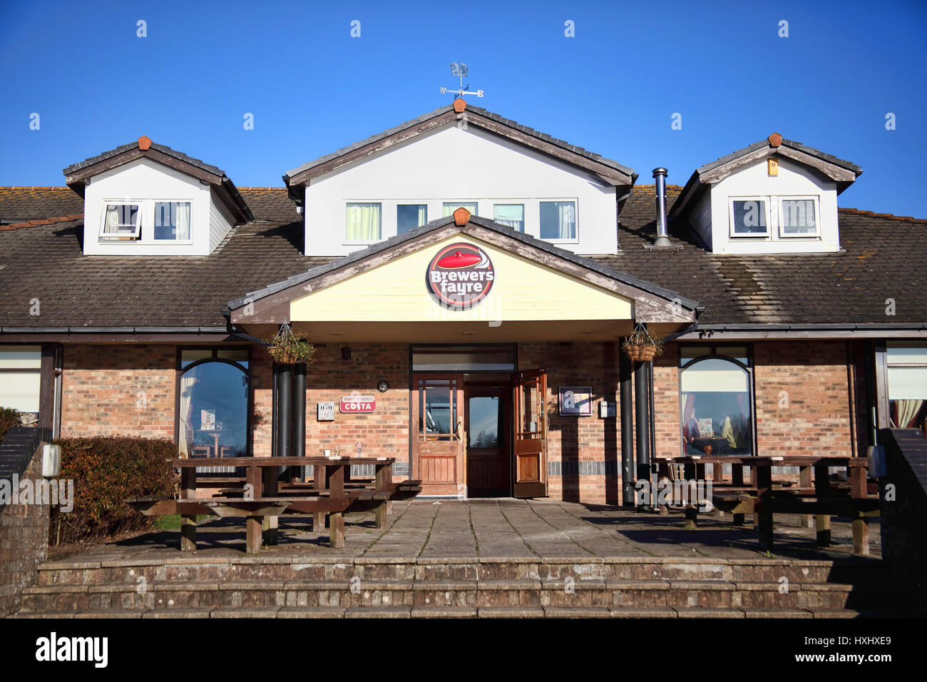 Llanelli, Wales, UK, December 4, 2016 : Brewers Fayre British pub food restaurant in Sandpiper Road outside the city centre Stock Photo