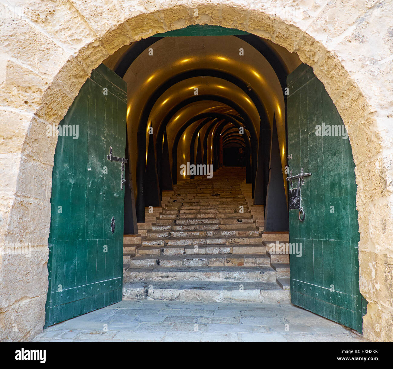 valletta-malta-july-25-2015-an-illuminated-tunnel-entrance-leading