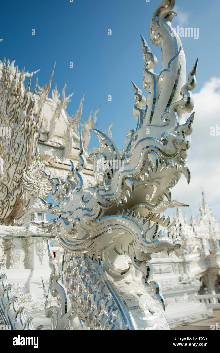 the wat rong khun or white temple near the city Chiang Rai in North ...