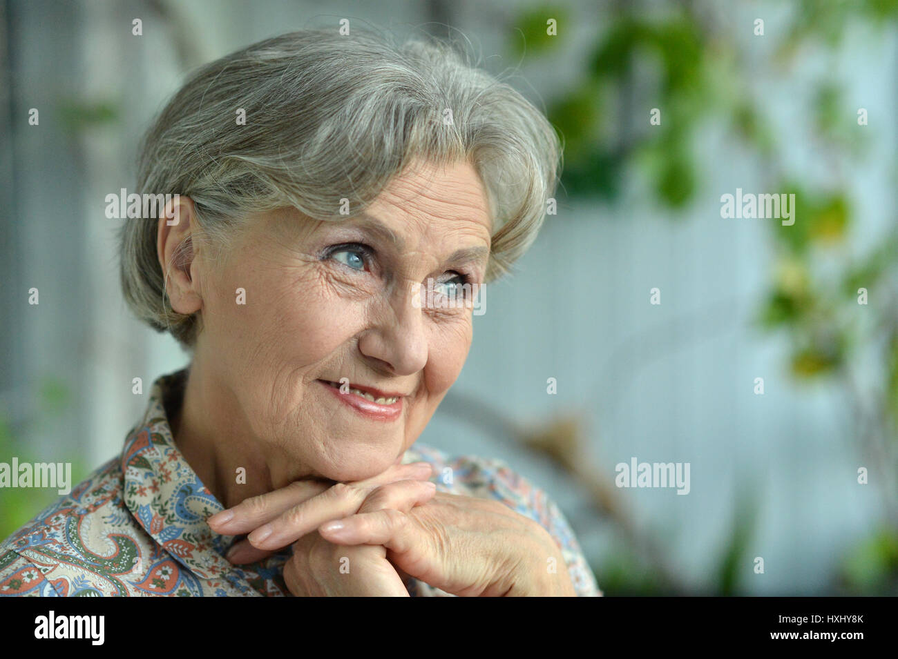 Beautiful happy elderly woman Stock Photo