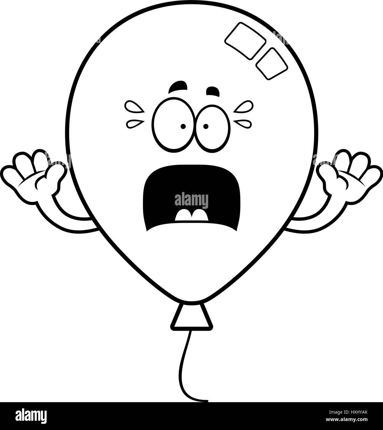 A cartoon illustration of a balloon looking scared Stock Vector Image