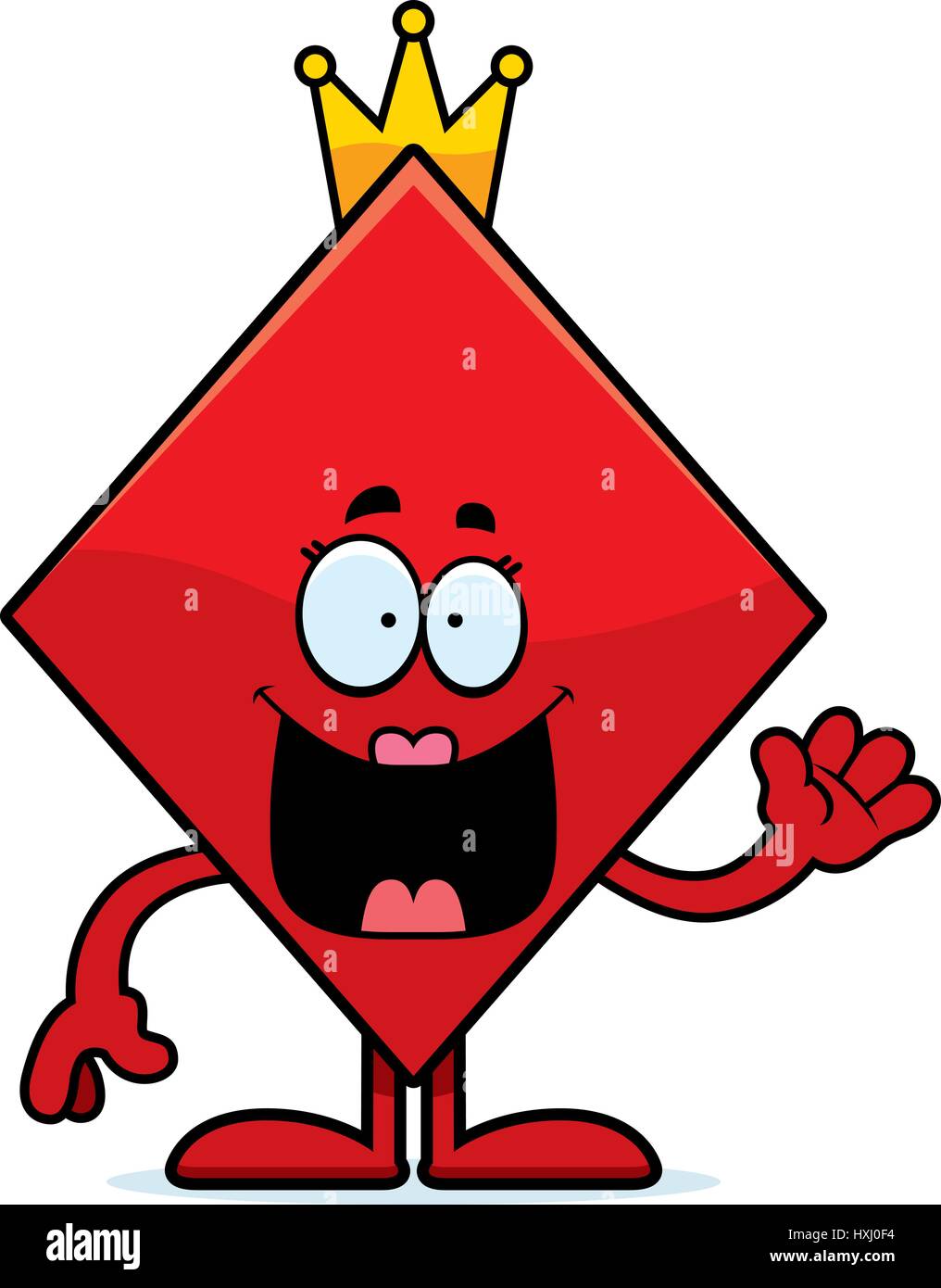 A cartoon illustration of the queen of diamonds waving Stock Vector