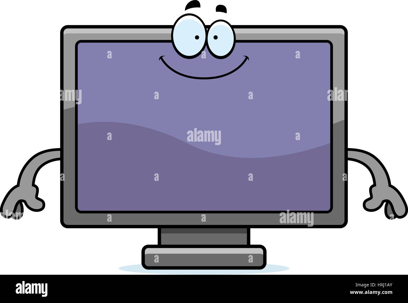 A cartoon illustration of a flat screen television looking happy. Stock Vector