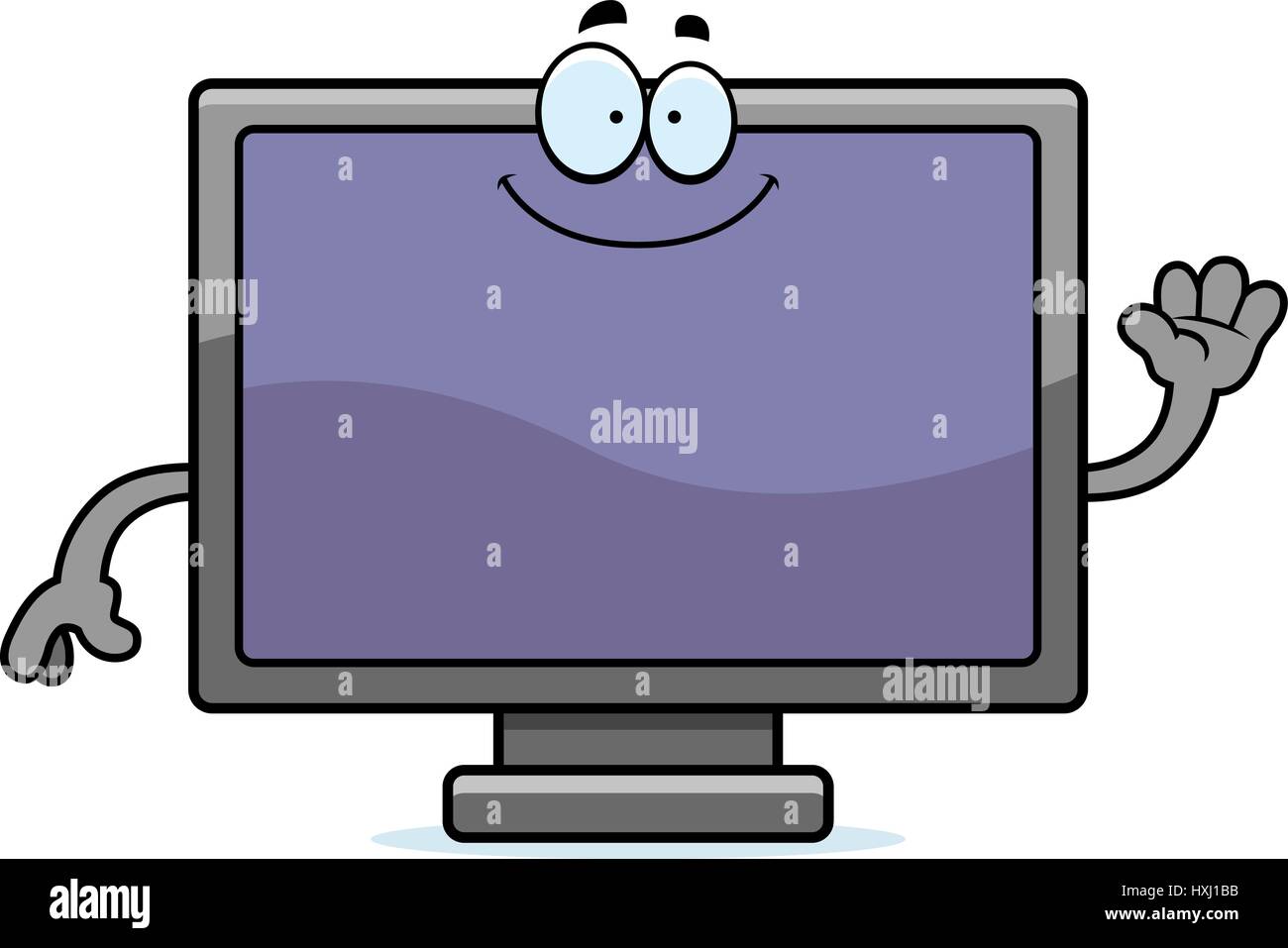A cartoon illustration of a flat screen television waving. Stock Vector