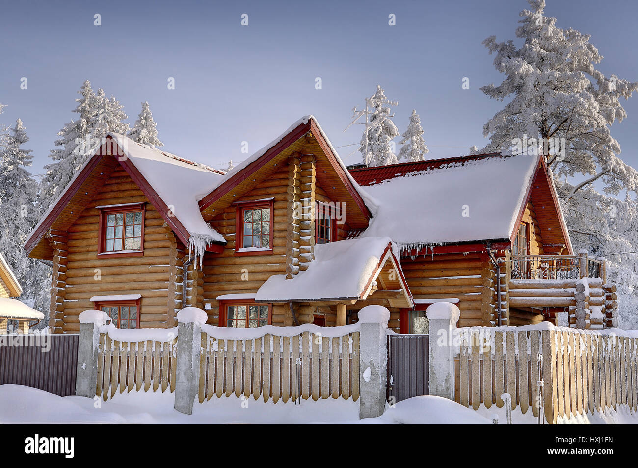Log Cabin In Snowy Woods Stock Photos Log Cabin In Snowy Woods