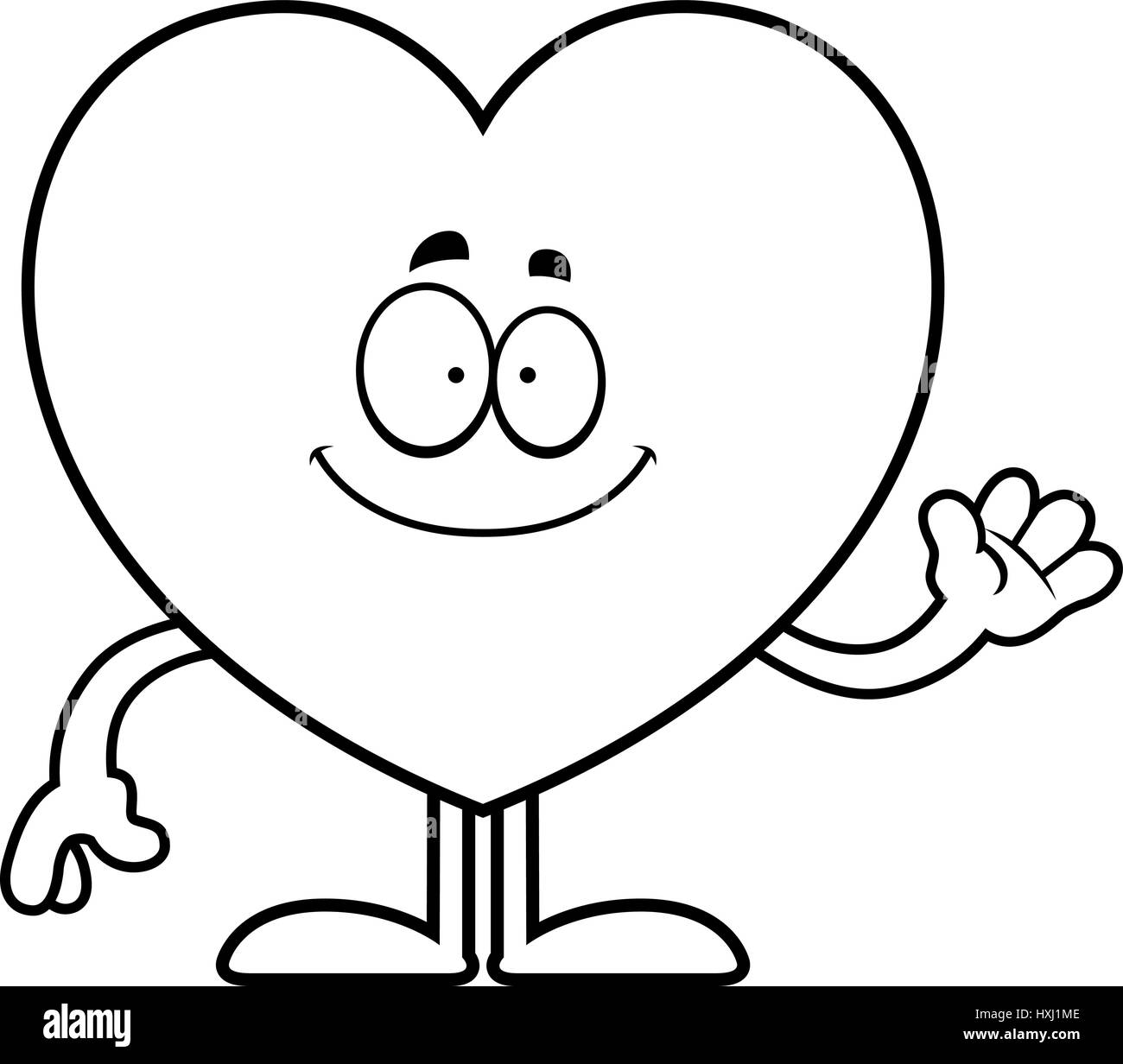 A cartoon illustration of a heart card suit waving. Stock Vector