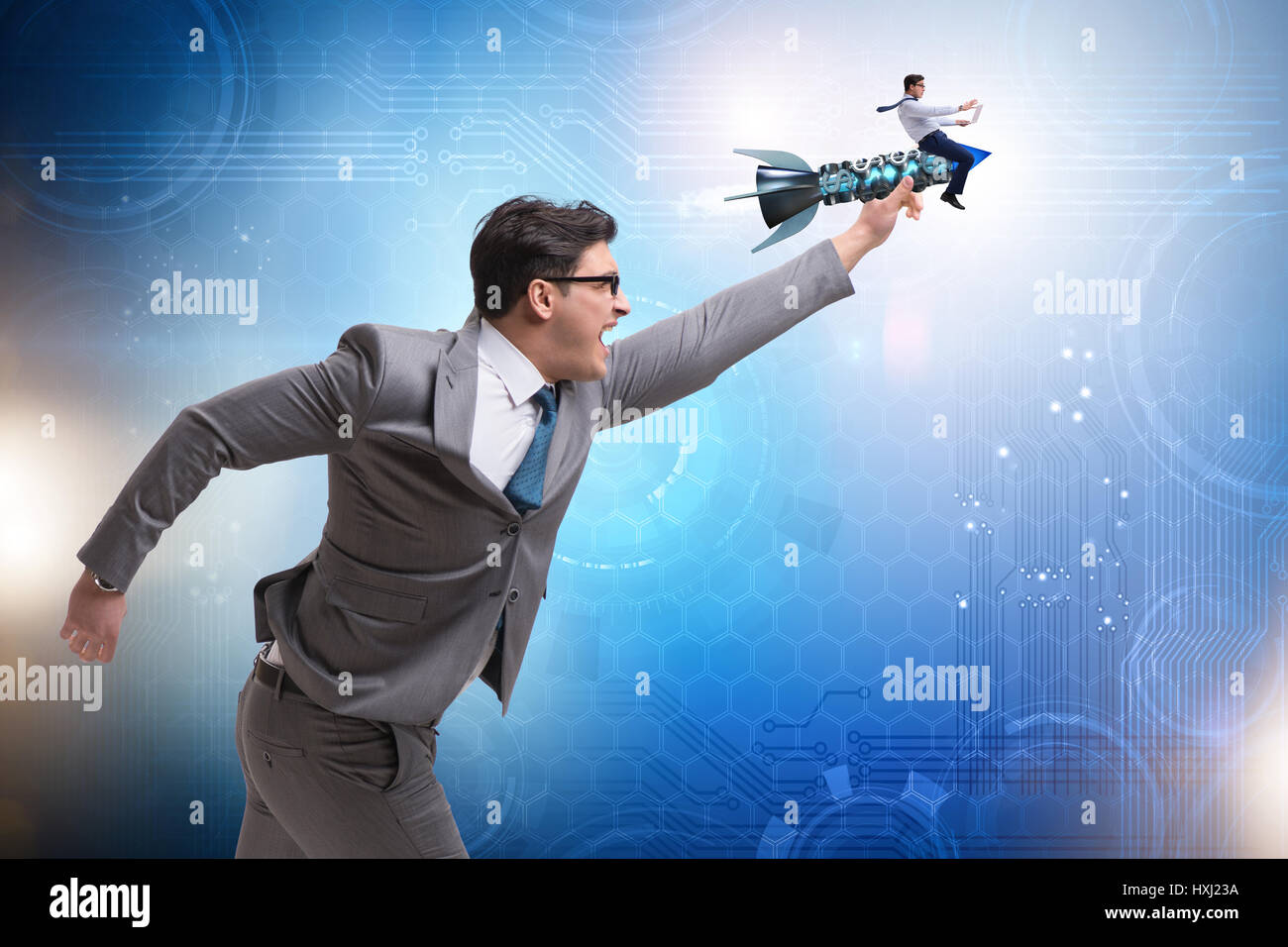 Businessman in start up business concept Stock Photo - Alamy
