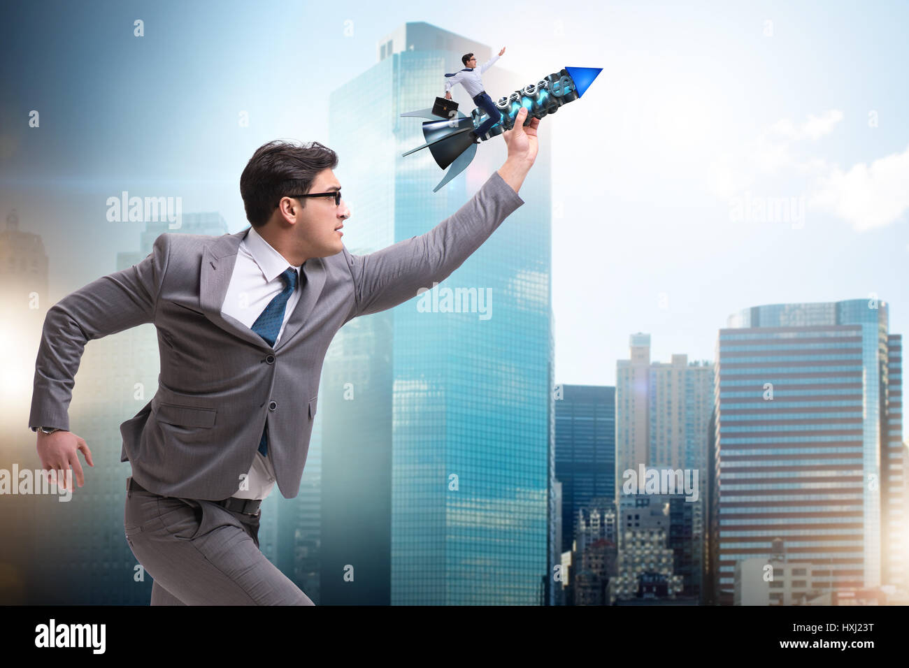 Businessman in start up business concept Stock Photo - Alamy