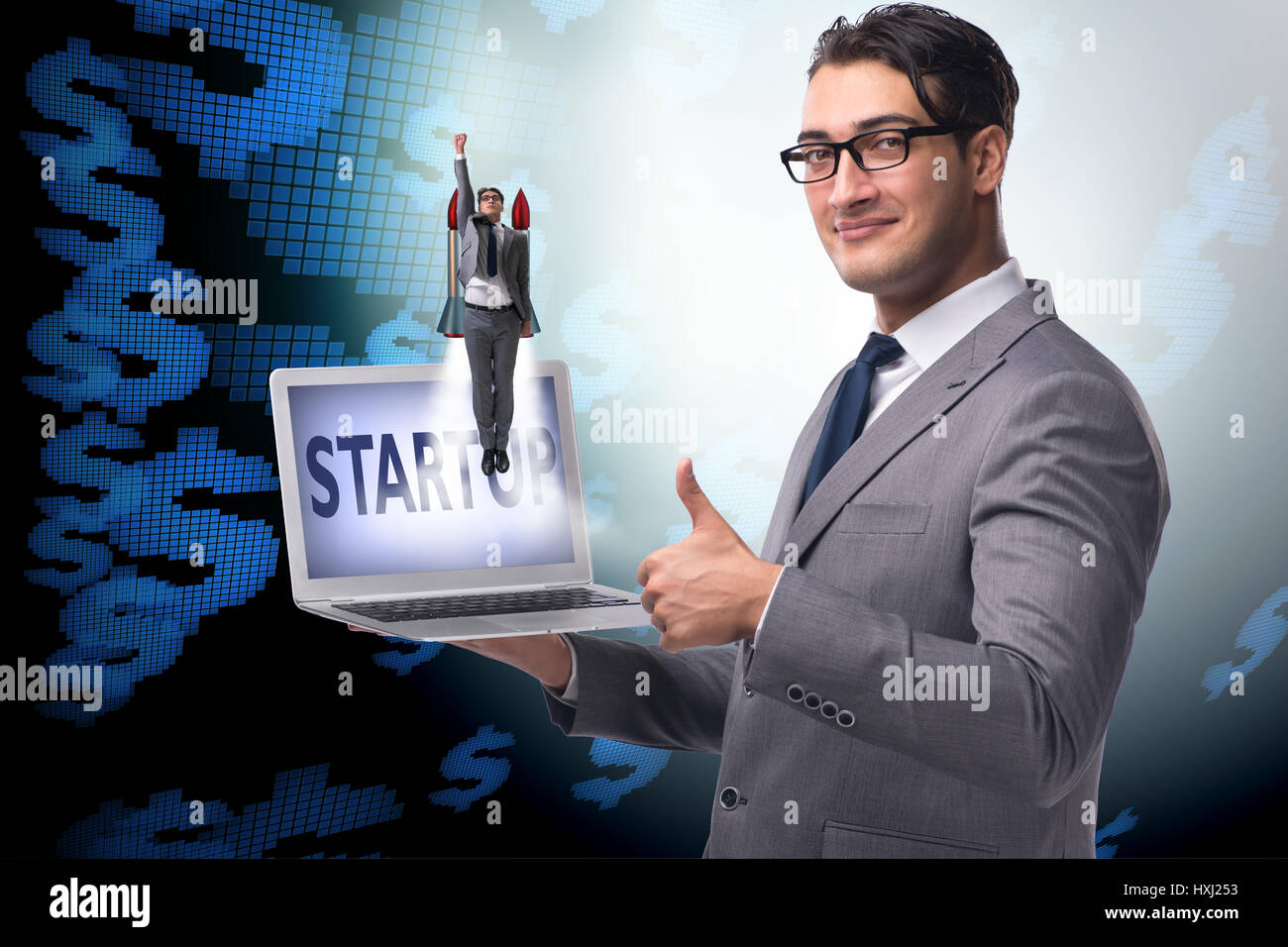 Businessman in start up business concept Stock Photo - Alamy