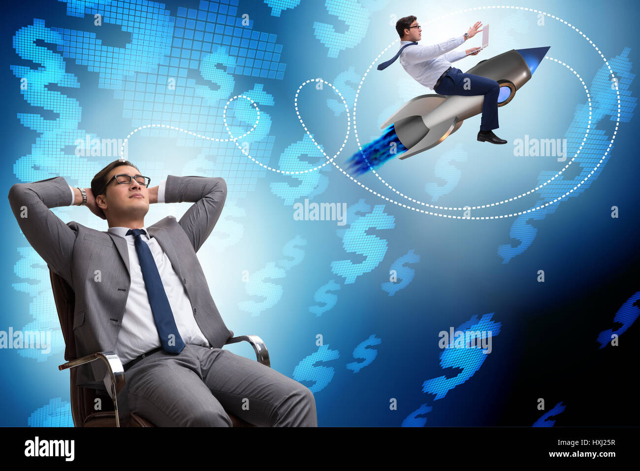 Businessman in start up business concept Stock Photo - Alamy