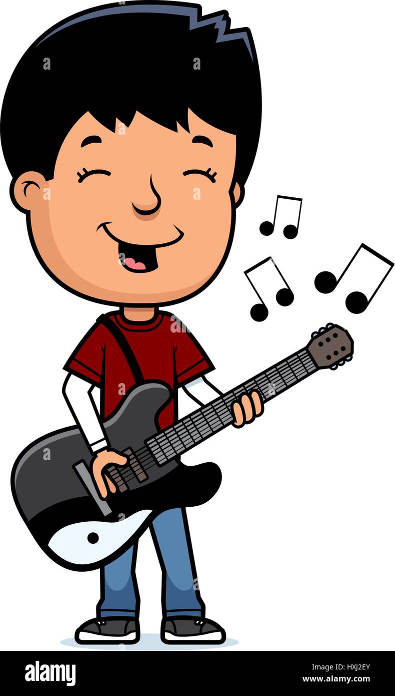 A cartoon illustration of a teenage boy playing an electric guitar Stock  Vector Image & Art - Alamy