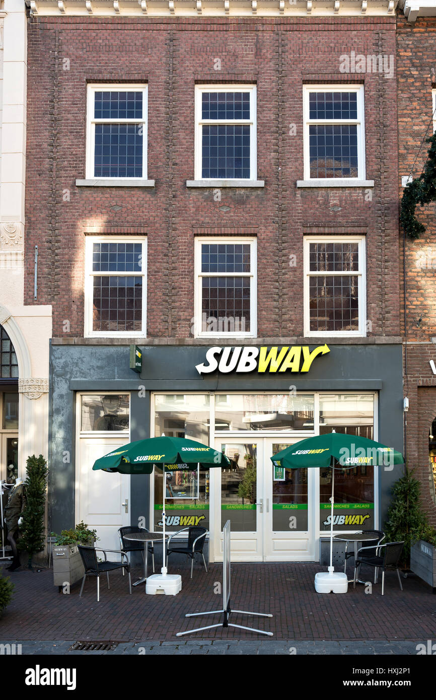 Subway fast food restaurant in Roermond/ NL.  Subway is the largest single-brand restaurant chain and the largest restaurant operator in the world. Stock Photo