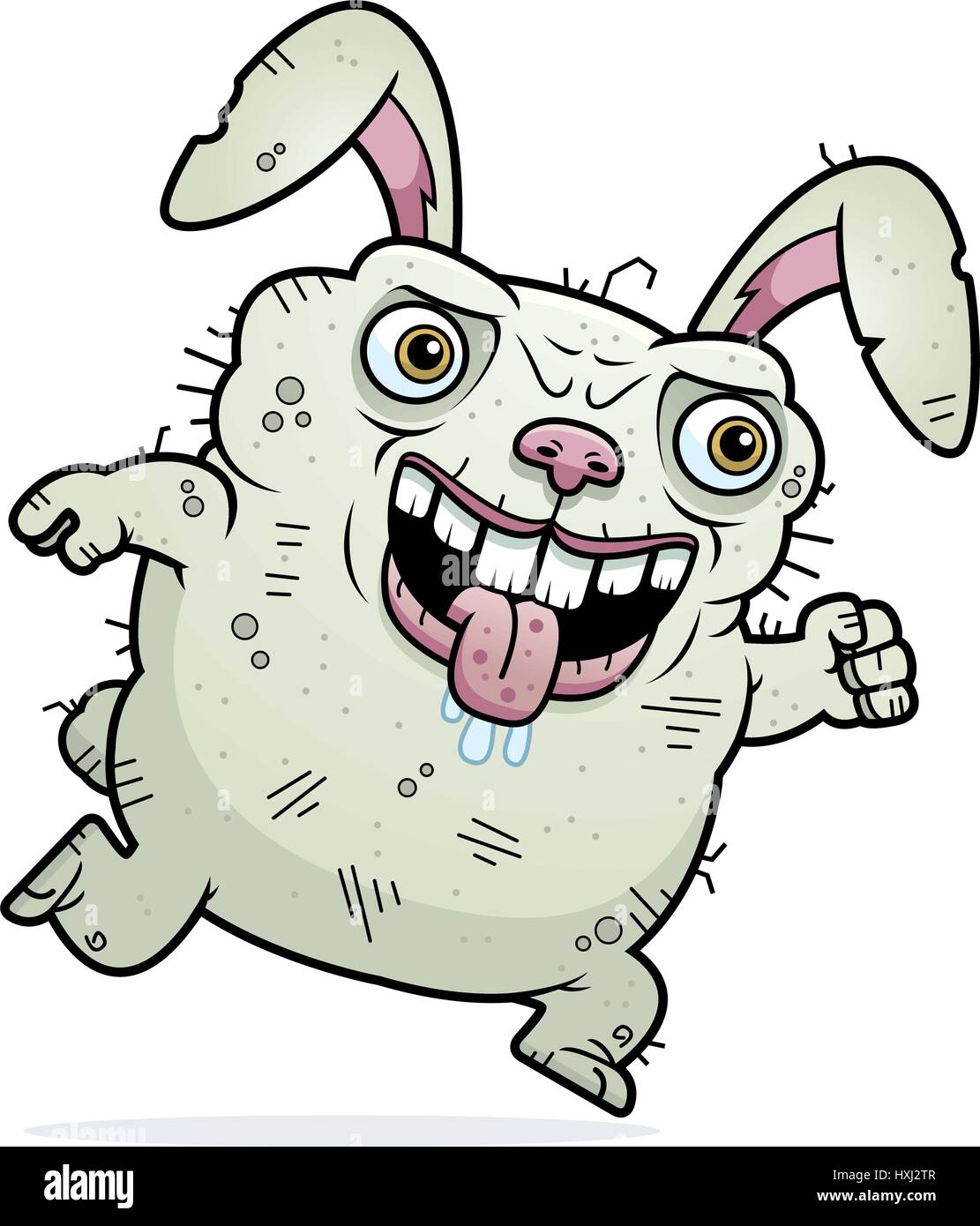 A Cartoon Illustration Of An Ugly Bunny Running Stock Vector Image 