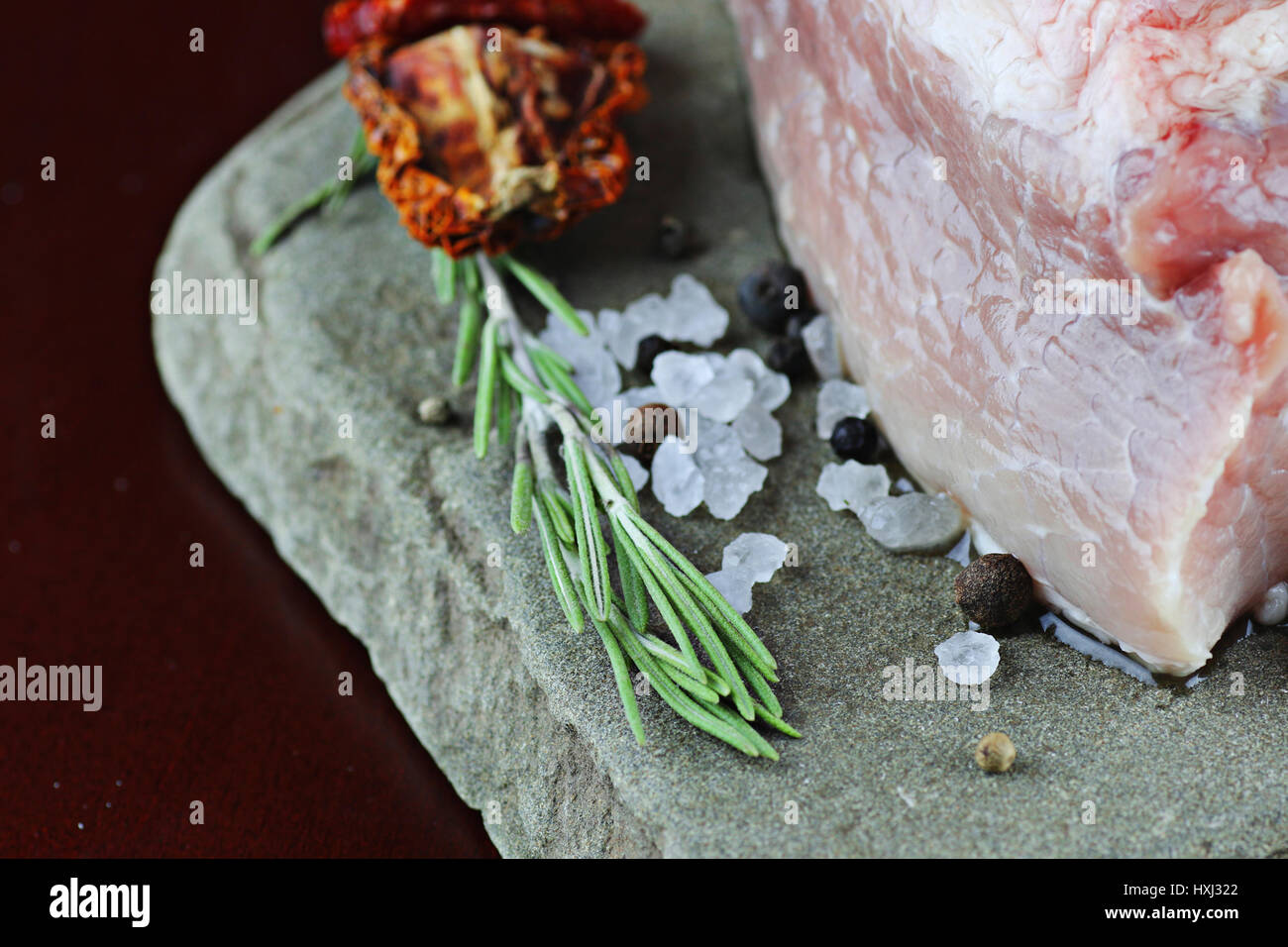 meat raw spices pepper Stock Photo Alamy