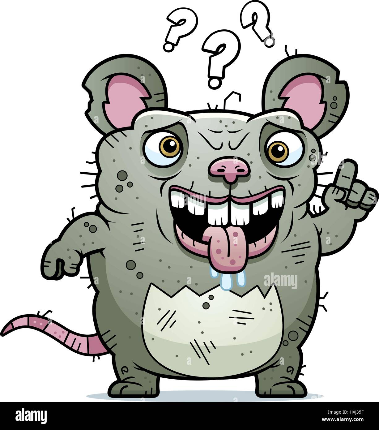 Ugly Rat Cartoon
 A cartoon illustration of an ugly rat looking confused Stock Vector