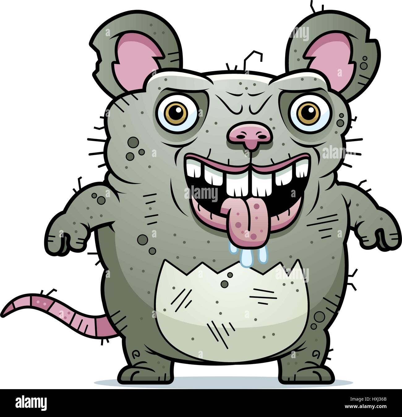 A cartoon illustration of an ugly rat standing. Stock Vector