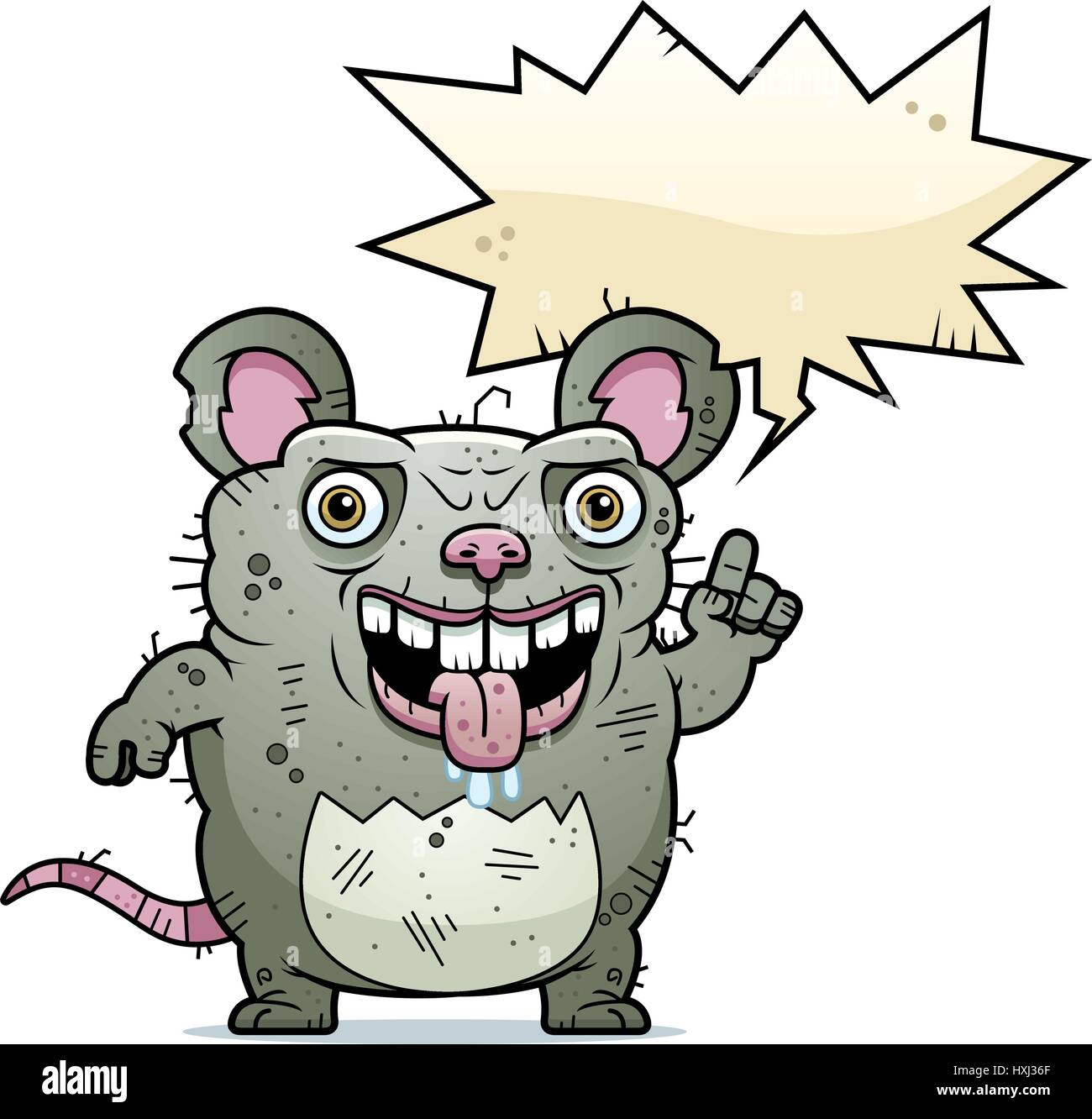 A cartoon illustration of an ugly rat talking. Stock Vector