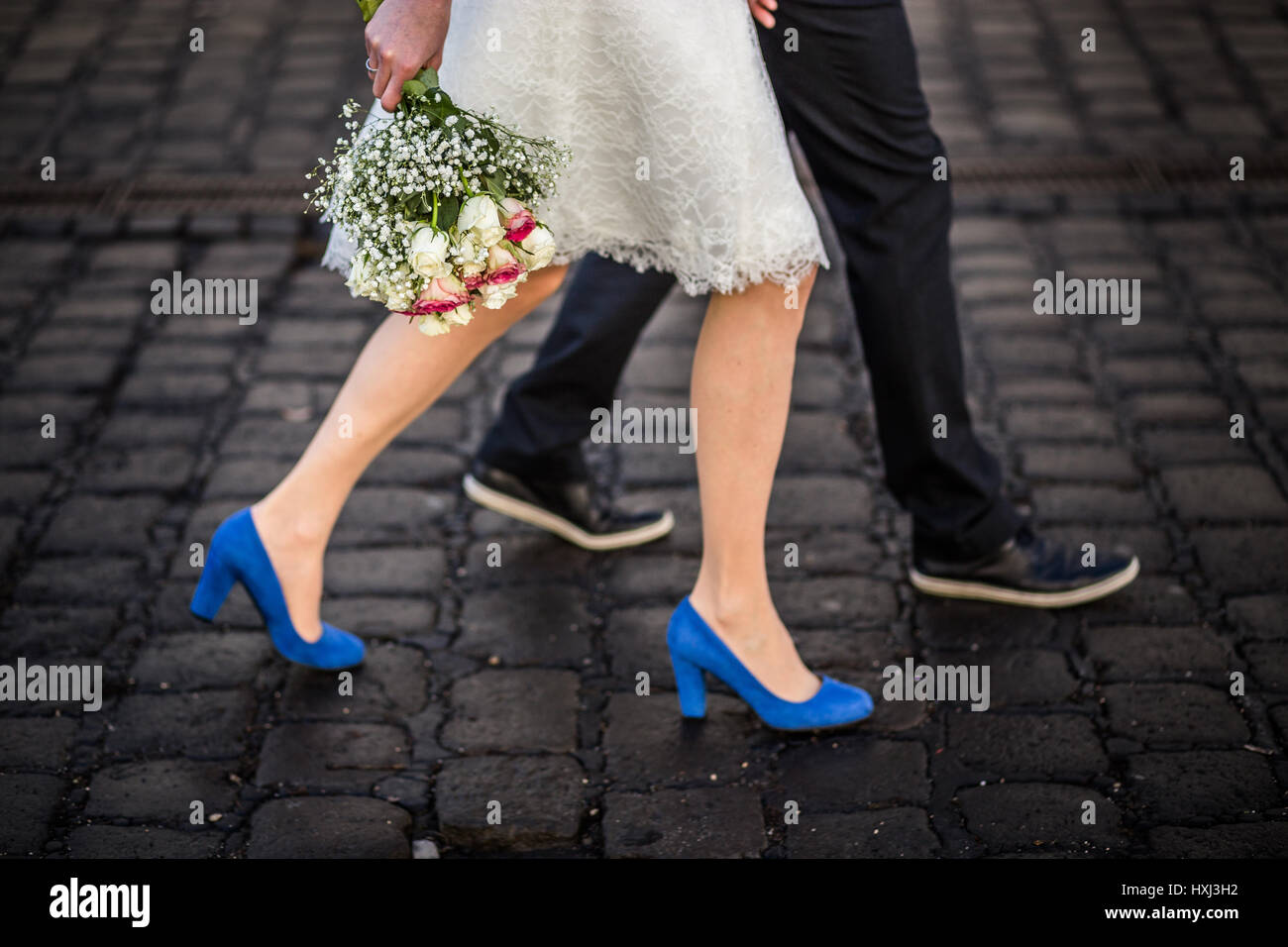 First steps of a newly wed couple together Stock Photo