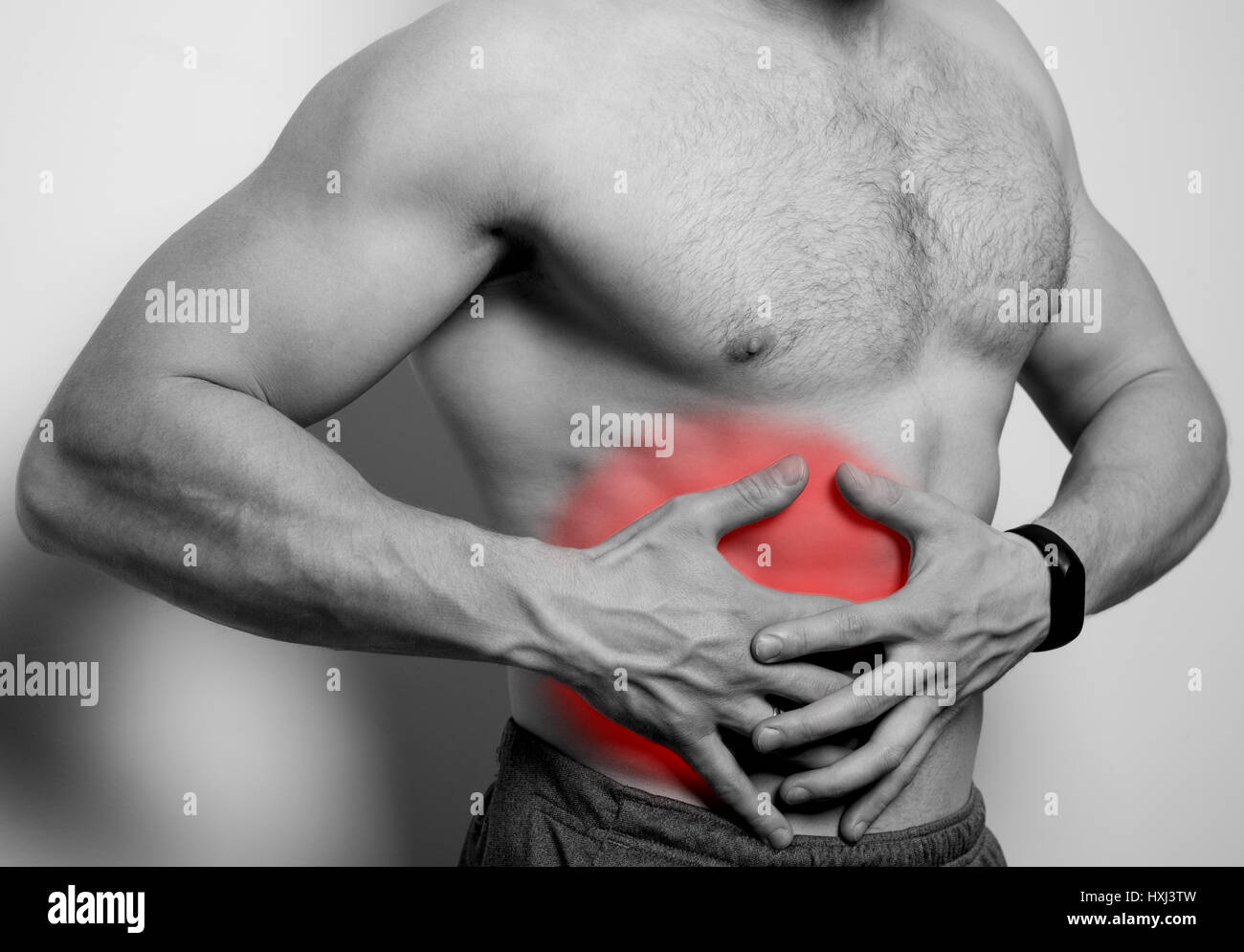 pain in the liver area Stock Photo