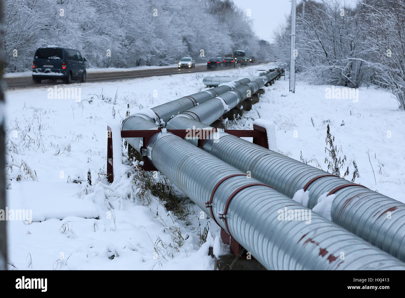 winter gas pipeline Stock Photo Alamy