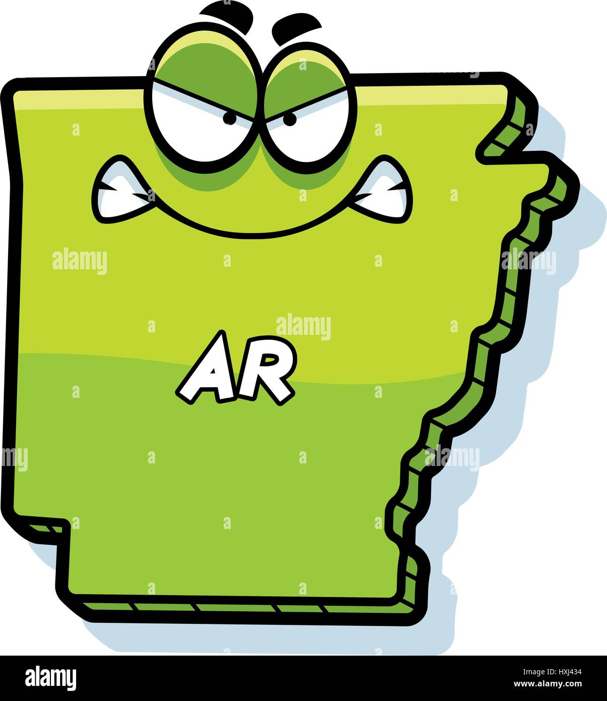 A cartoon illustration of the state of Arkansas looking angry Stock ...
