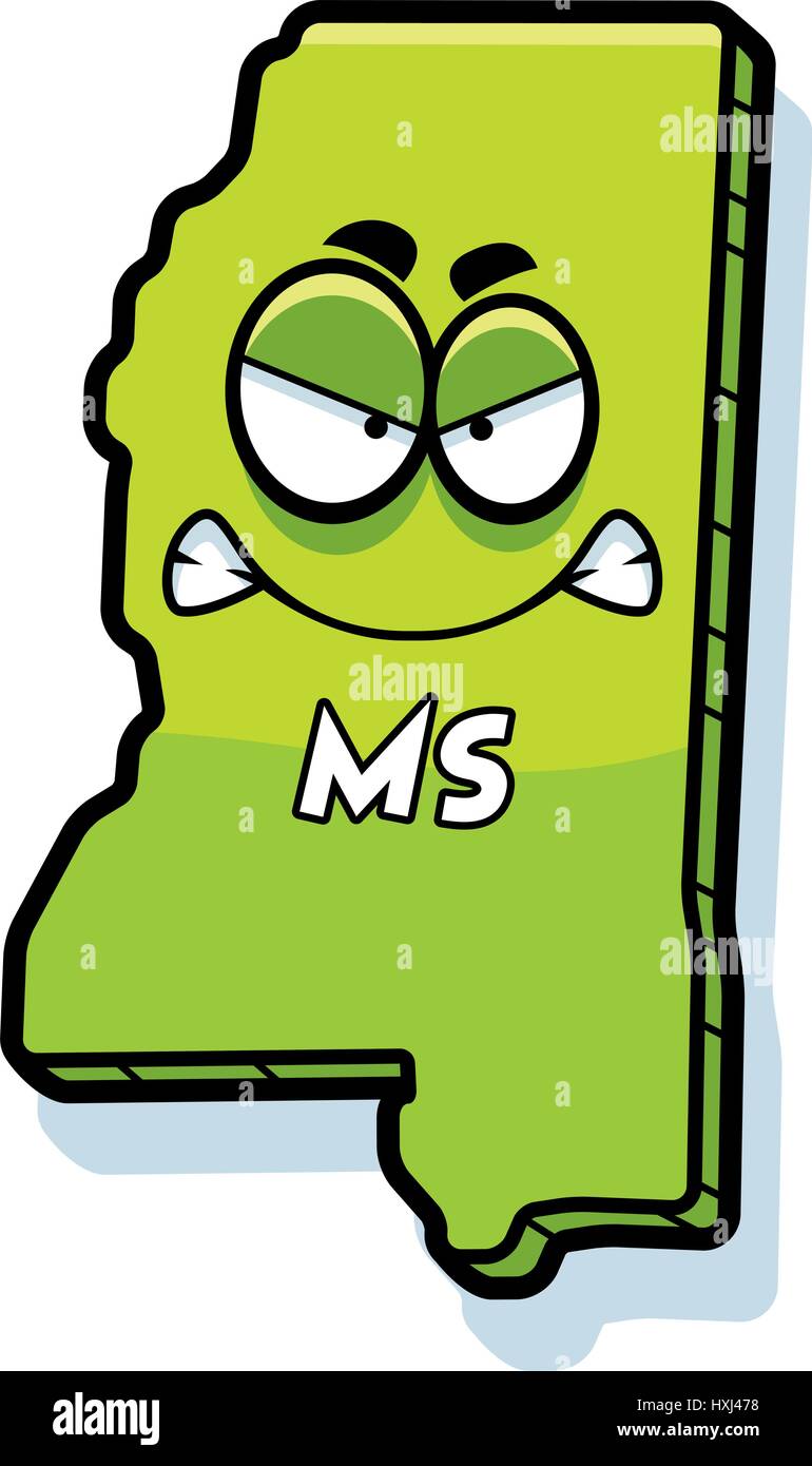 A cartoon illustration of the state of Mississippi looking angry Stock ...